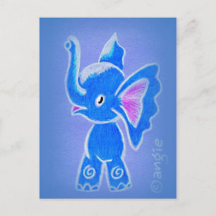 Cute Blue Elephant Postcard