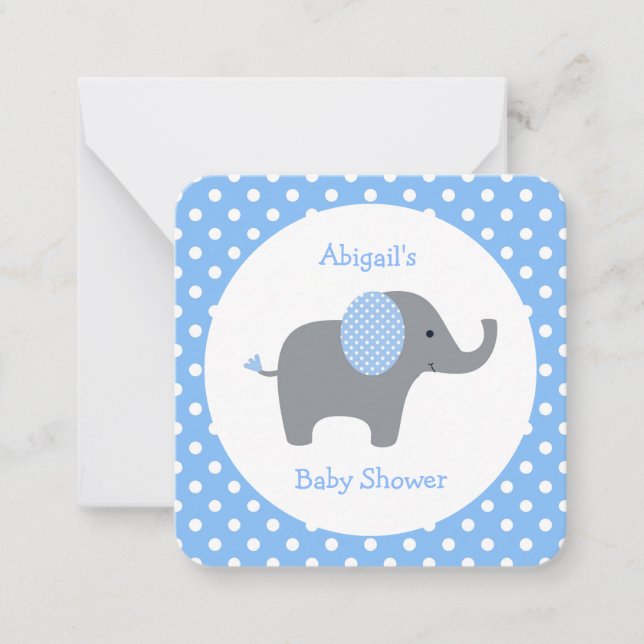 Cute Blue Elephant Thank You Mini Note Card (Front)