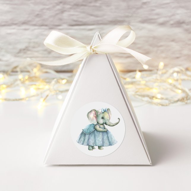 Cute Blue Elephant Watercolor Square Sticker (Creator Uploaded)