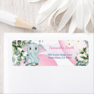 Cute Blue Elephant with Eucalyptus Address