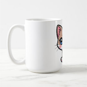 Cute Blue Eyed Cat Cartoon Character Coffee Mug