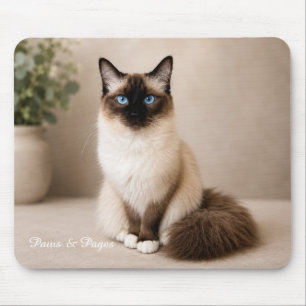Cute Blue Eyed Cat Mouse Pad   Paws & Pages