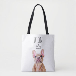 Cute Blue Eyed French Bulldog   Frenchie ICON Tote Bag