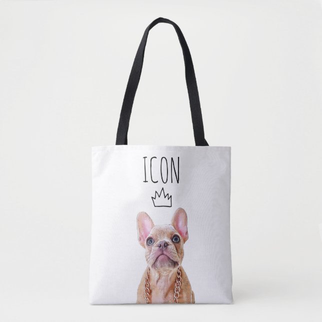 Cute Blue Eyed French Bulldog | Frenchie ICON Tote Bag (Front)