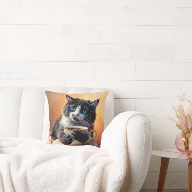 Cute Blue Eyed Kitten Cushion (Couch)