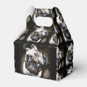 cute blue-eyed pug black favour box