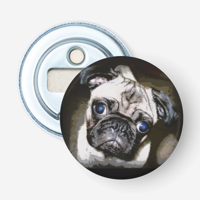 cute blue-eyed pug-face bottle opener (Front)