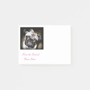 cute blue-eyed pug post-it notes
