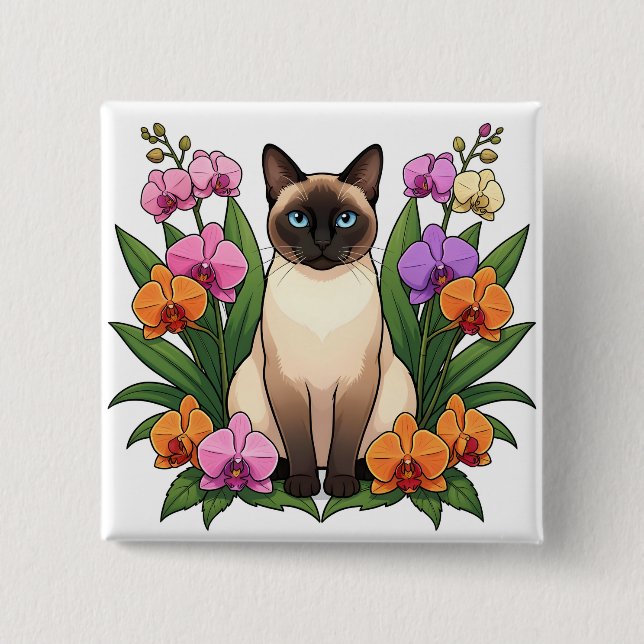 cute blue eyed siamese cat button (Front)