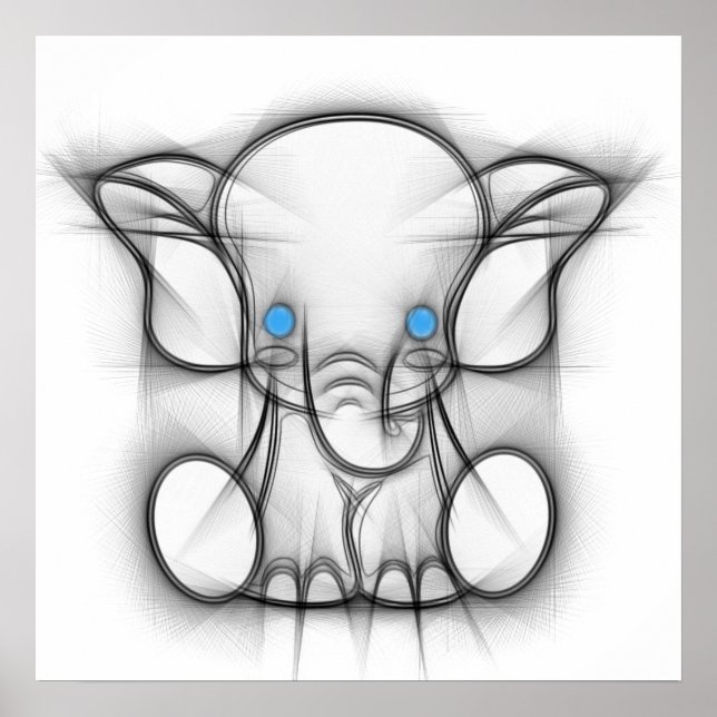 Cute blue eyes elephant poster (Front)