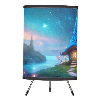 Cute blue fairy tale village kids room lamp
