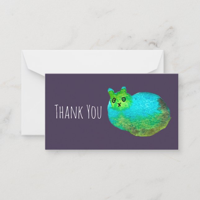 Cute blue fat cat art illustration card (Front)