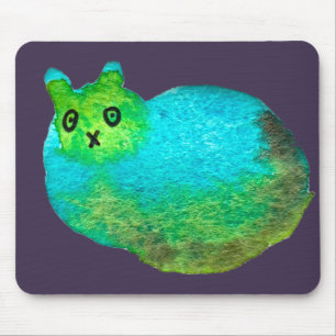 Cute blue fat cat art illustration mouse mat
