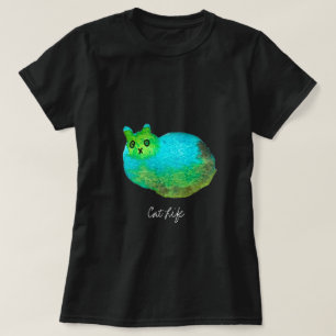 Cute blue fat cat art illustration T-Shirt