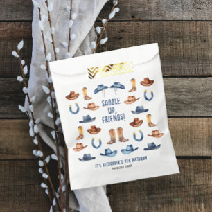 Cute Blue  First Rodeo Horse Ride Watercolor Name Favour Bags