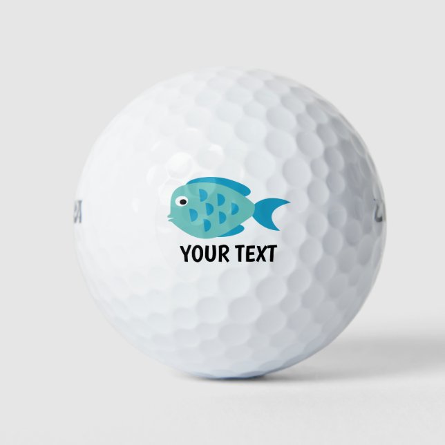 Cute blue fish custom print golf balls for kids (Front)