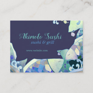 Cute Blue Fish Sushi Chef Business Card