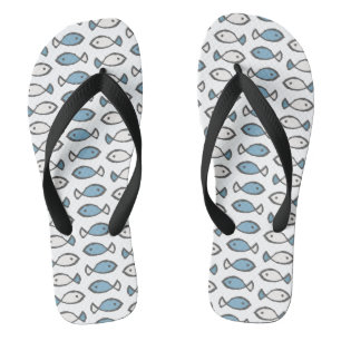 Cute Blue Fish Swim Flip Flops