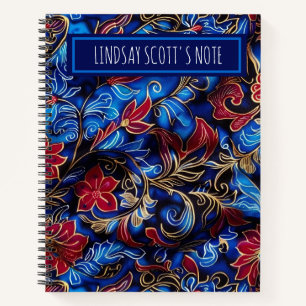 Cute Blue Floral Custom Name To Do List  Notebook