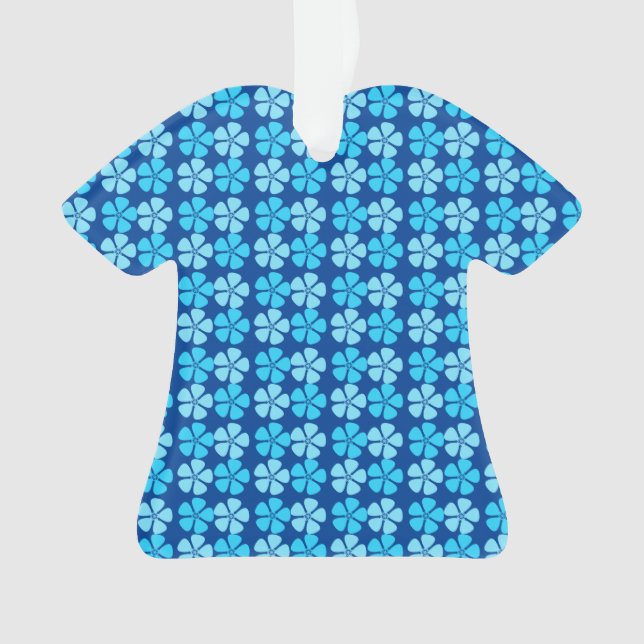 Cute Blue Floral Design Ornament (Front)