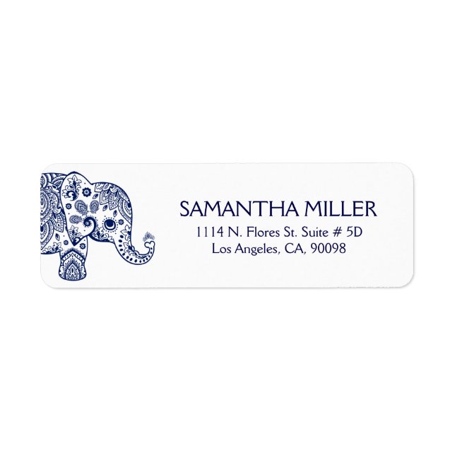 Cute Blue Floral Paisley Elephant (Front)