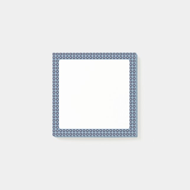 Cute Blue Floral Patterned Sticky Notes (Front)