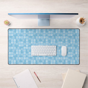 Cute Blue Flower Petal Desk Mat