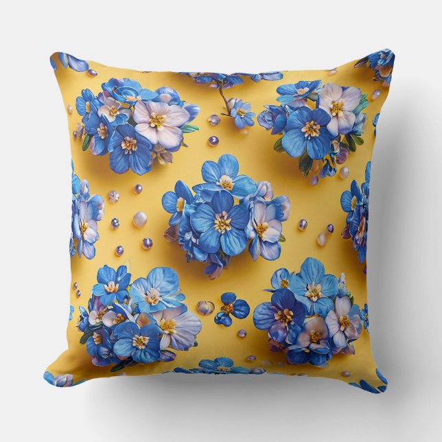 Cute Blue flowers Cushion (Front)