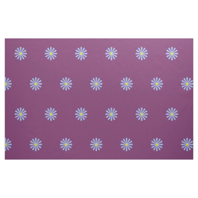 Cute Blue Flowers Pattern on Grape Purple Fabric (Fat Quarter)