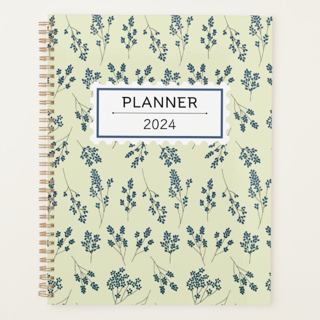 Cute Blue Flowers Pattern Planner (Front)