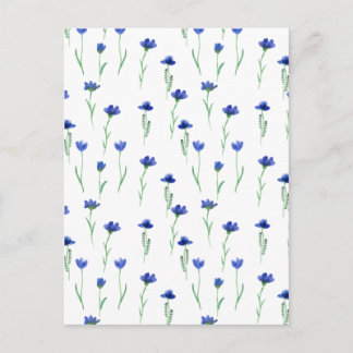 Cute Blue Flowers Spring Floral Card. Briefkaart Postcard