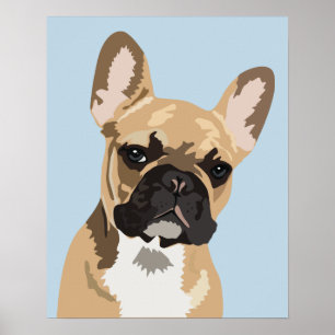 Cute Blue French Bulldog Frenchie Poster
