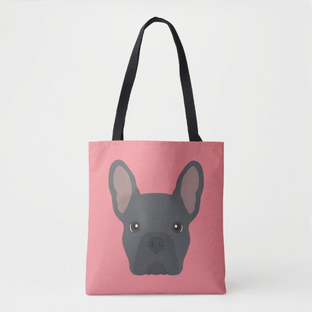 Cute Blue French Bulldog Tote Bag (Front)