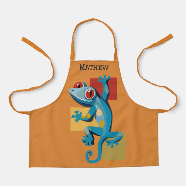 Cute Blue Gecko Reptile Lovers Apron (Front)