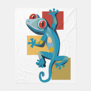 Cute Blue Gecko Reptile Lovers Fleece Blanket