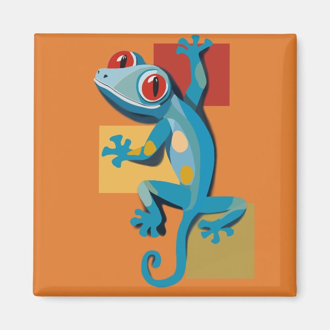 Cute Blue Gecko Reptile Lovers Magnet (Front)