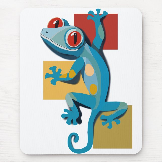 Cute Blue Gecko Reptile Lovers Mouse Mat (Front)
