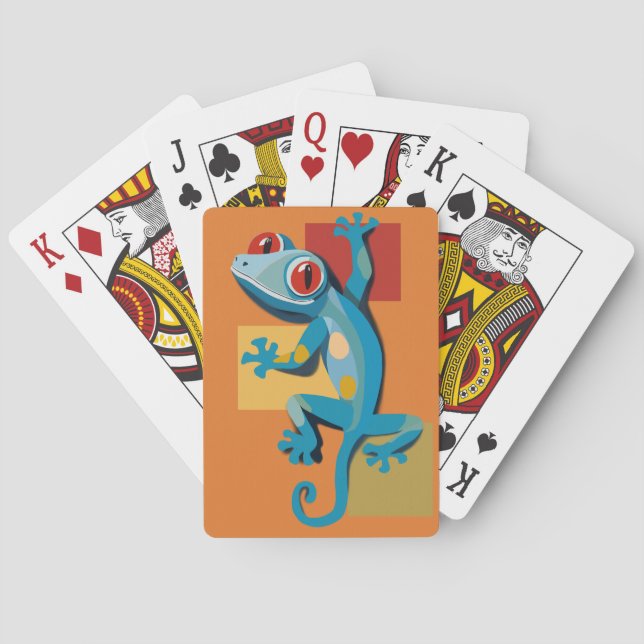 Cute Blue Gecko Reptile Lovers Playing Cards (Back)