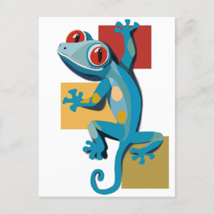 Cute Blue Gecko Reptile Lovers Postcard