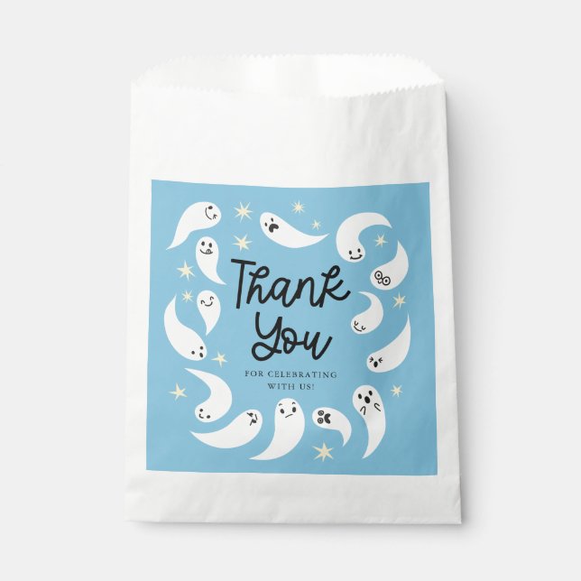 Cute Blue Ghost Baby Shower Favour Bag (Front)