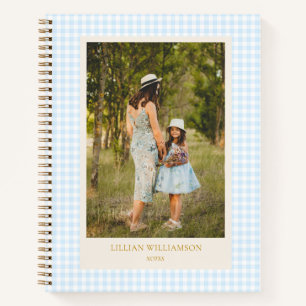 Cute Blue Gingham Photo Personalised Notes Journal