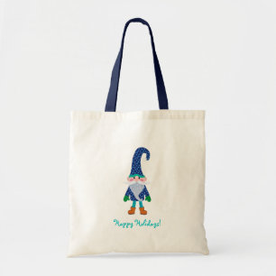Cute Blue Gnome Christmas Tote Bag