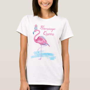 Cute Blue Gold Pineapple Crown Queen Pink Flamingo T-Shirt