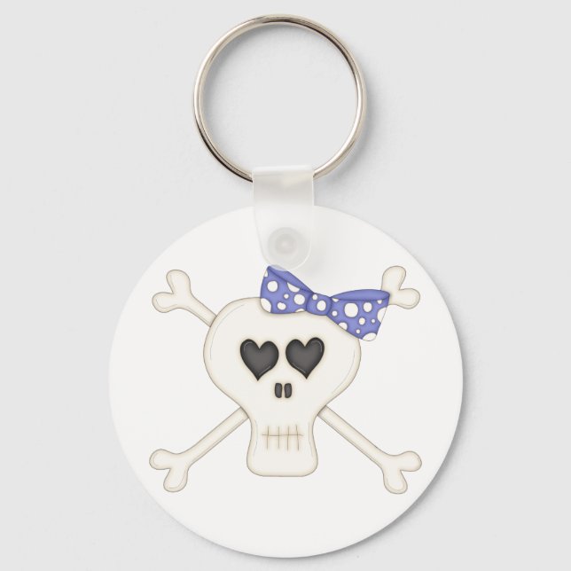 Cute Blue Goth Crossbones Key Ring (Front)