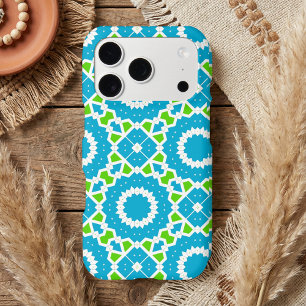 Cute Blue Green and White Mosaic Geometric Pattern