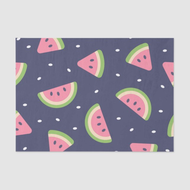 Cute Blue Green Boy's Birthday Watermelon Fruit Tissue Paper (Front)