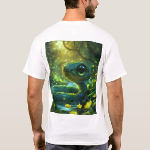 Cute Blue Green Chibi Snake T-Shirt with Big Eyes