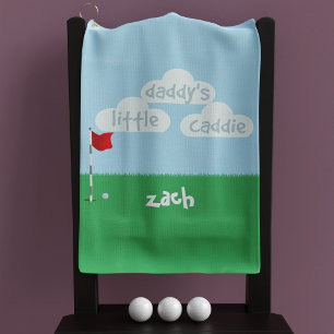 Cute Blue Green Daddy's Little Caddie Golf Towel