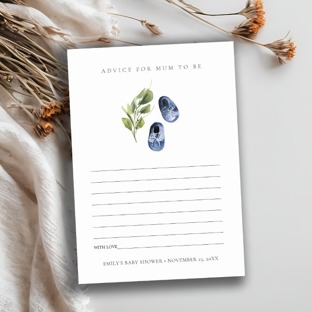 Cute Blue Green Leafy Advice for Mum Baby Shower Enclosure Card (Creator Uploaded)