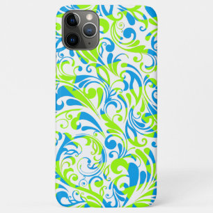 Cute blue green mixed floral patterns iPhone 11 pro max case
